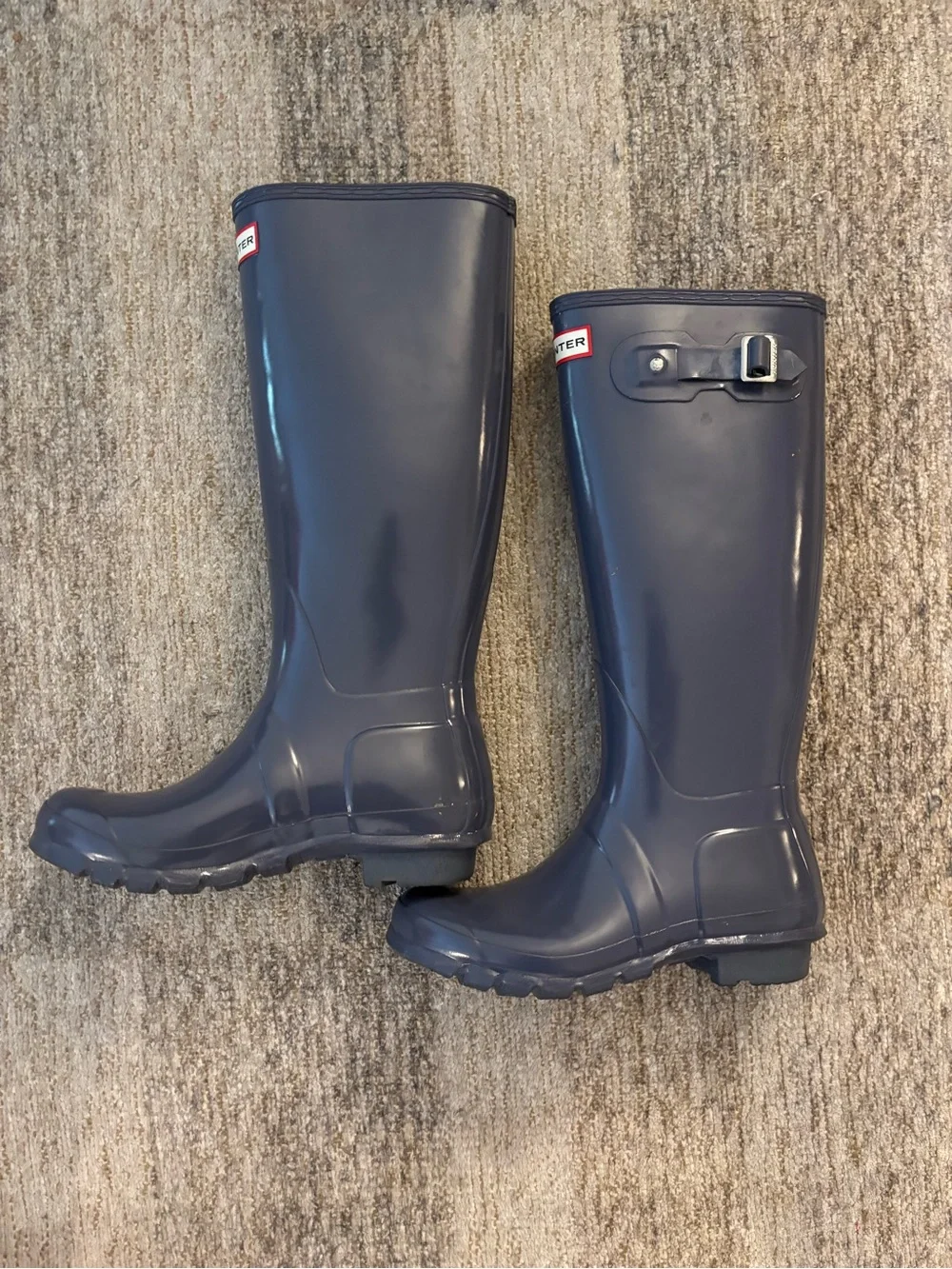 Hunter Gloss Navy Tall Adjustable Rain Boots